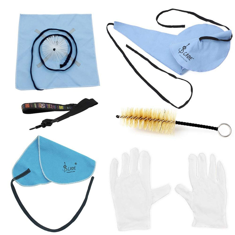 Mowind Saxophone Sax Cleaning Tool Neck Strap Mouthpiece Brush Cleaning Cloth Gloves Cleaning Kit 6-in-1