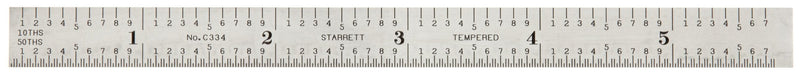 Starrett C334-150 2-Sided 6" Steel Ruler 1-(Pack)