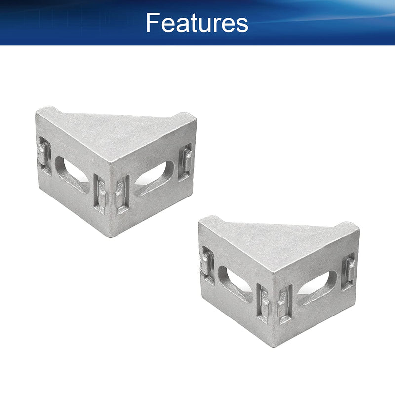 [AUSTRALIA] - Yinpecly Inside Corner Bracket Gusset Aluminum Alloy Interior Joint Bracket Suitable for 3030 Series with 8mm Slot Aluminum Extrusion Profile Silver Tone 8pcs 