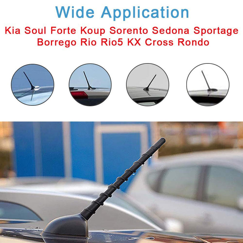 Antenna for Kia Soul, Sorento, Sportage, Forte, Rio, Forte Koup, Sedona, Borrego, Rio5, KX Cross, Rondo - 7 Inches Flexible Spiral Rubber OEM Replacement Antenna Rear Top Mast