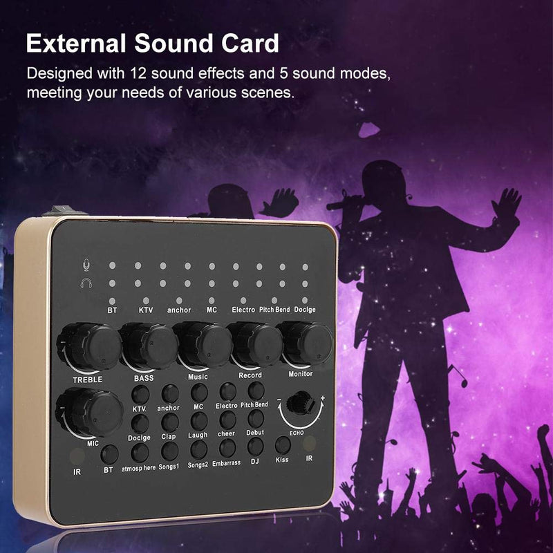[AUSTRALIA] - EBTOOLS Karaoke Sound Card Audio Mixer, Portable Mini Live Broadcast Sound Card with 12 Sound Effects and 5 Sound Modes 