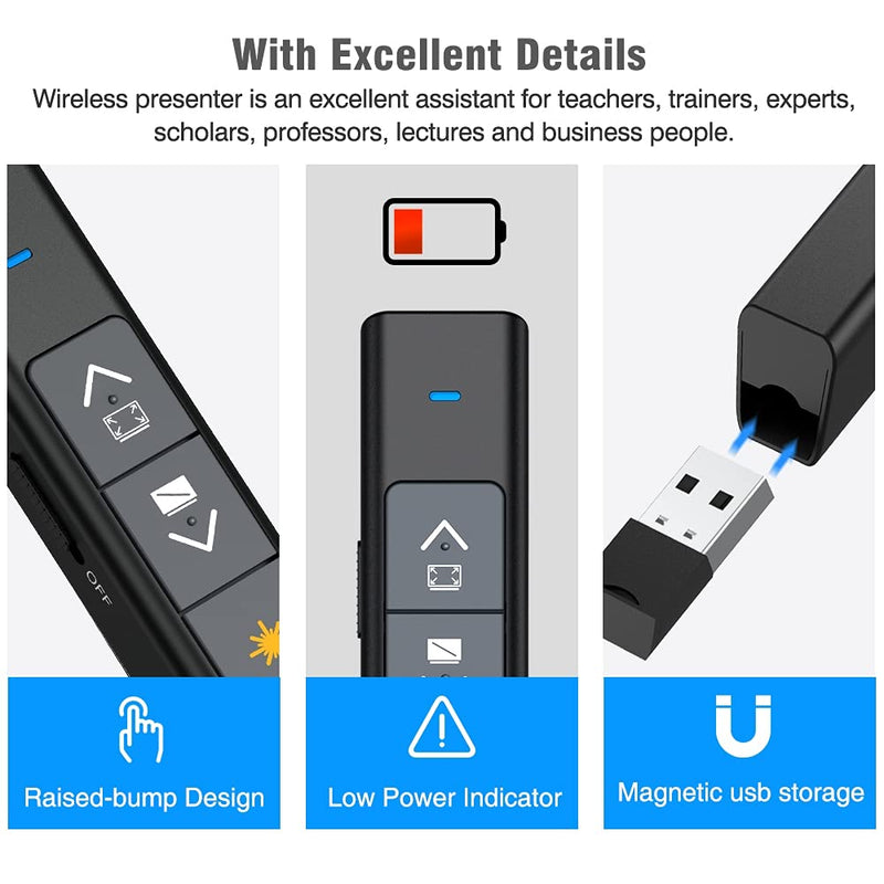 DinssrFire Presentation Clicker Laser Pointer for Cats Dogs, 330FT Wireless Presenter Remote PowerPoint Clicker Presentation Remote, 2.4GHz Presentation Pointer for Mac, Laptop Computer 1