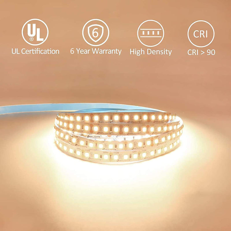 [AUSTRALIA] - HitLights Warm White LED Strip Lights, UL-Listed Premium High Density 2835 LED Lights - 10 Feet, 360 LEDs, 3000K, 1738Lumen/m 4.6 Watts/Foot, 12V DC LED Tape Light 3000K High Density 530Lumens /FT 