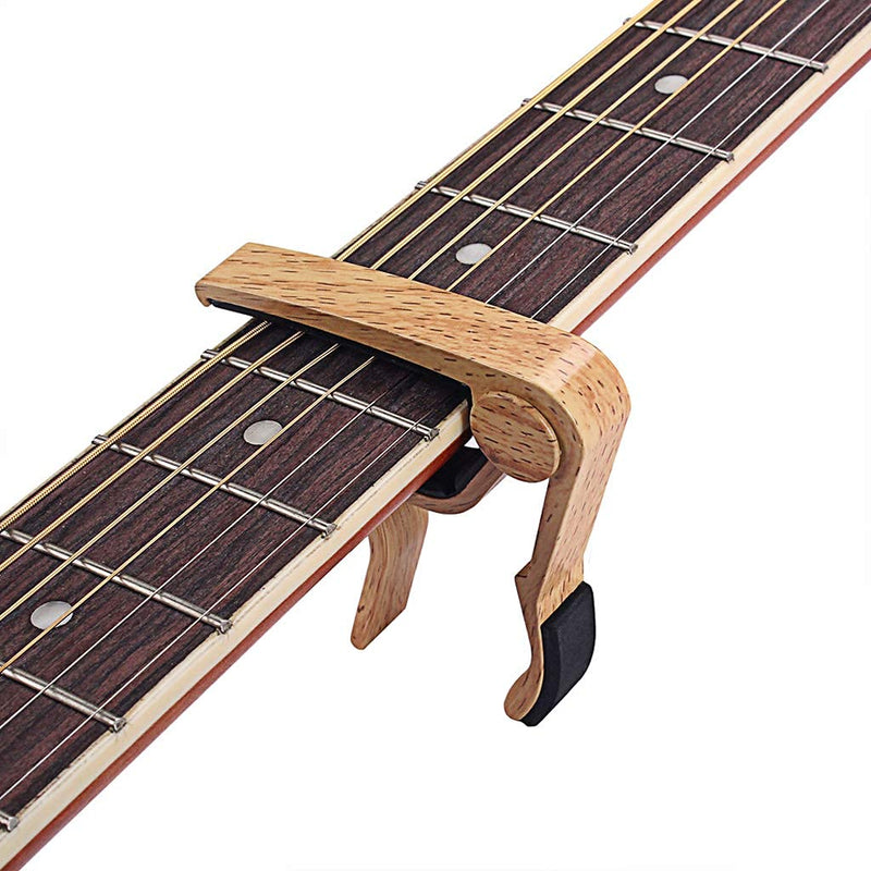 Alnicov Guitar Wood grain capo Zinc Alloy Adjustment Clip Capo for 6-String Acoustic Electric Guitars