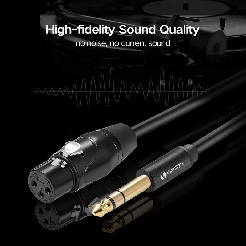 LinkinPerk 6.35mm male plug to 3 pin XLR F female Cable, 6.3mm TRS Stereo Jack TO XLR Balanced MIC Microphone Cable (10M) 10M