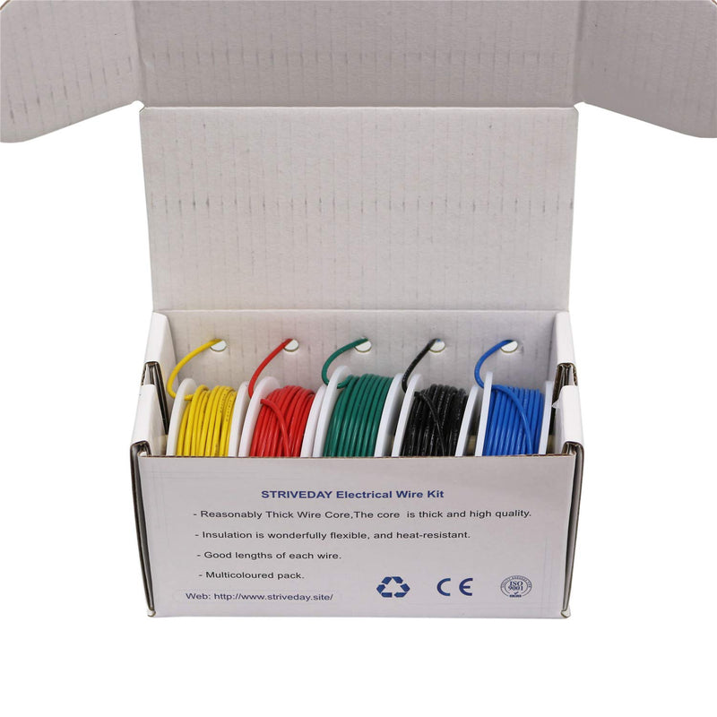 FEP Teflon High Temperature Wire of 28awg with Red Blue Green Yellow Black Colors in Box Magnet Wire. Each Color 10m