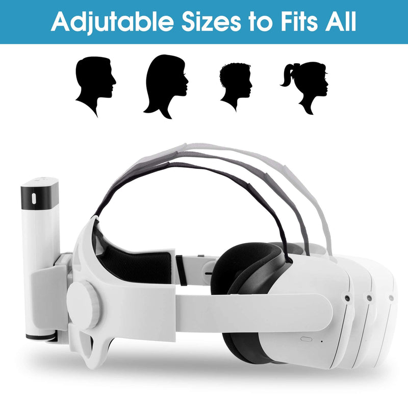 Elite Strap for Oculus Quest 2 Replacement Head Strap Accessories Balance Weight with Power Bank Holder by X-Home (White) White