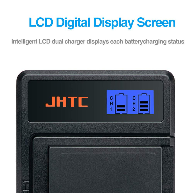 JHTC LP-E10 Battery(2 -Pack) and LCD LPE10 Charger for Canon EOS Rebel T3,EOS Rebel T5,EOS Rebel T6,Rebel T7, Kiss X50 X70 X80,Canon EOS 1100D EOS 1200D EOS 1300D EOS 2000D,EOS 4000D Camera