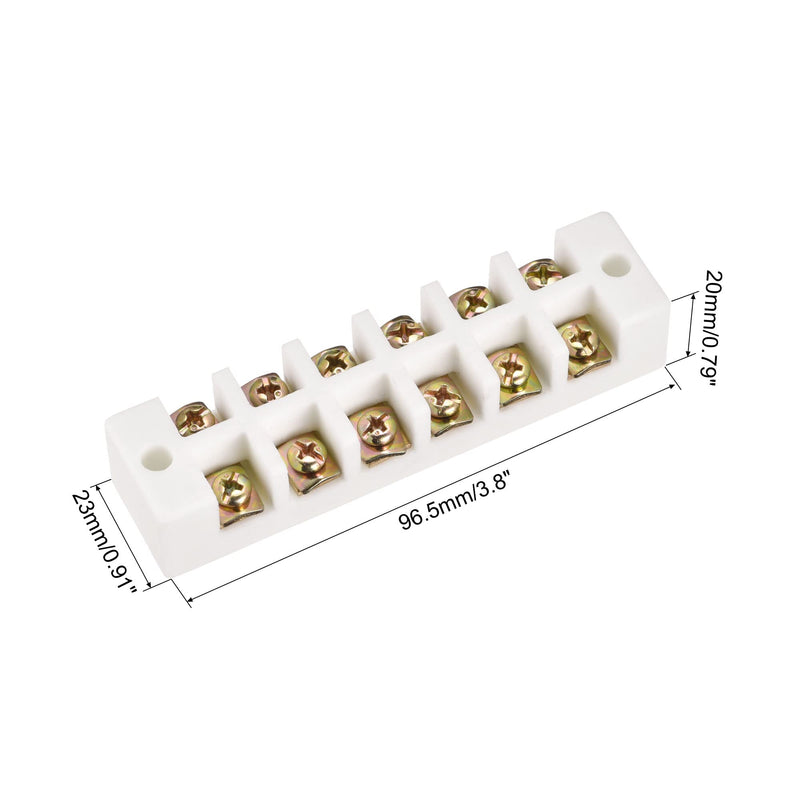 MECCANIXITY Porcelain Ceramic Terminal Block 6 Way High Temperature 96.5x23x20mm for Wire Connector