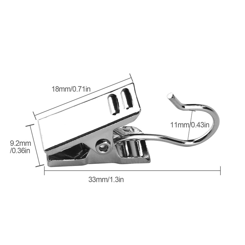 50 PCS Curtain Clips Heavy-Duty Hook Clip Set, Stainless Steel Clips with Hook for Home Decoration, Photos, Art Craft Display (Silver)