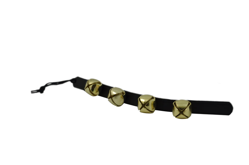 [AUSTRALIA] - RRD Hanging Sleigh Bells for Door – Shopkeepers Bell Over The Door - Brass Door Hanging Bell on Black Leather Strap - Multi-Purpose Jingle Bell Door Christmas Sleigh Bells & Dog Training Bells Black & Brass 