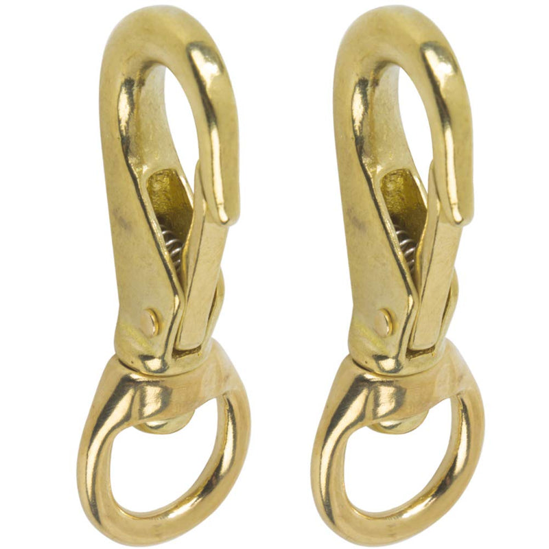AOWESM 3-1/4" Brass Snap Hook 3/4" Swivel Eye - Solid Brass Clips #1 - Bags, Belting, Leashes, Straps, Luggage, Leathercarft (Pack of 2)