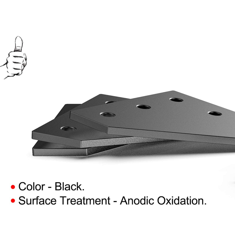 10PCS/Set Surface Anodic Oxidation Black L Shape Corner Bracket Plate 5-Hole Outside Joining Plate for 2020 Series Aluminum Profile 3D Printer Frame