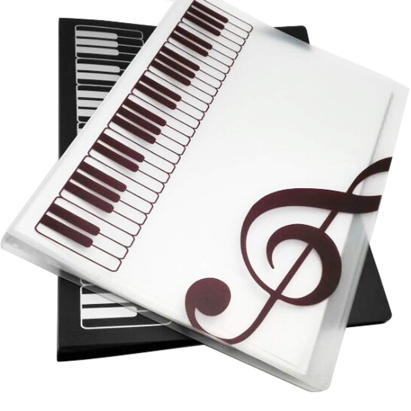 WOGOD Music Sheet File Paper Documents Storage Folder Holder Plastic.A4 Size,40 Pockets (1Black+1Transparent)