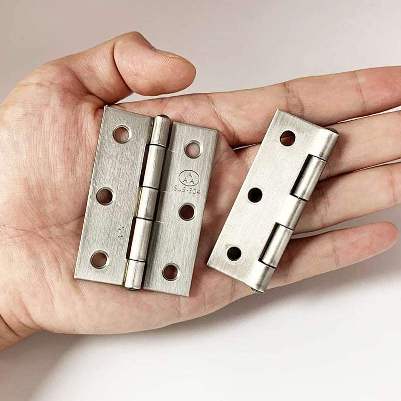 Adiyer 10pcs 304 Stainless Steel 2.5-inch Folding Butt Hinges Home Furniture Hardware Door Hinges for Case Lid Wooden Jewelry Box Lid (63mm x 41mm x 1.2mm) 63x41x1.2mm w Screws