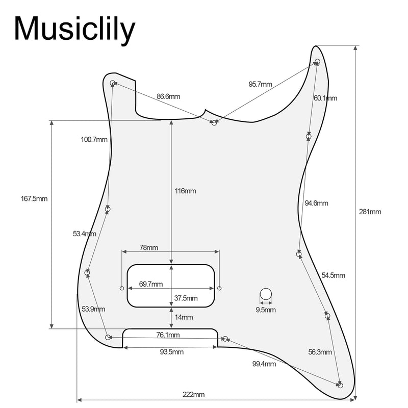 Musiclily Pro 11 Holes Single Uncovered Humbucker and Pot Slot Guitar Pickguard For USA/Mexico Fender Tom Delonge Strat Style Electric Guitar, 3Ply Aged White