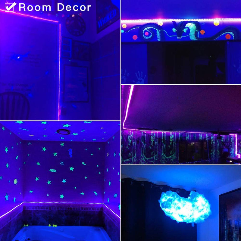 [AUSTRALIA] - DeepDream Waterproof Black Light LED Blacklight UV Strip 300 LEDs 16.4Ft/5M with 12V Power Supply, Bedroom DJ Party Christmas Room Decoration IP65 for Outdoor Glow in the dark 