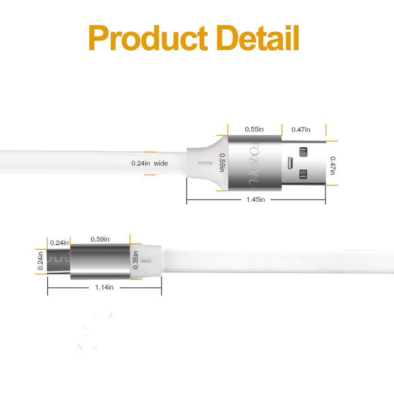 Micro USB Cable 6ft, Foboiu Micro USB Charger Cable, Charging and Data Sync Cord for WyzeCam, WyzeCam Pan, Amazon Cloud Cam, Yi Camera, Nest Indoor Cam, Blink, Android Phone and Other Devices(White) 6 feet White