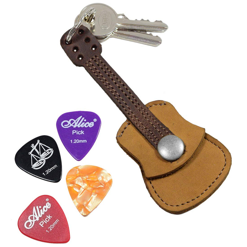 Hide & Drink, Leather Guitar Pick Holder Keychain, Picks Case Instrument Gifts Ideas for Musicians, Handmade Includes 101 Year Warranty :: Old Tobacco