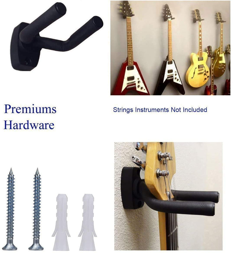 Guitar Wall Hanger Stands Ukulele Wall Mount 2 Pack Violin Hook Keep Holder Display Rack Bracket for Most Guitar Bass Accessories Easy To Install