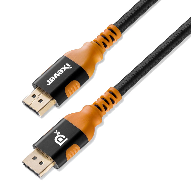 8k DisplayPort Cable [16FT/5M], IXEVER 1.4 DisplayPort to DisplayPort Nylon Braided Cable Long Support [4K@144Hz, 8K@60Hz] 32.4Gbps HBR3 HDR10 HDCP 2.2 for Monitor, TV, Project 16FT