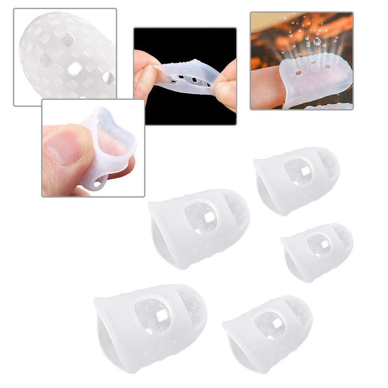 Beiabang 50 Pieces Guitar Fingertip Protectors,Silicone Guitar Finger Guards,Finger Protector Covers Caps in 5 Sizes for Beginner Playing Ukulele Electric Guitar,Sewing and Embroidery (Transparent)