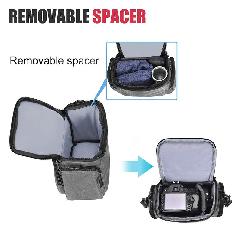 Cwatcun Camera Bag, Single Shoulder Camera Bag/Case, Crossbody Compact Camera Bag Case Compatible for Canon Nikon Sony SLR DSLR Mirrorless Cameras and Lenses Waterproof Camera Bag Grey 1.0 GRAY S