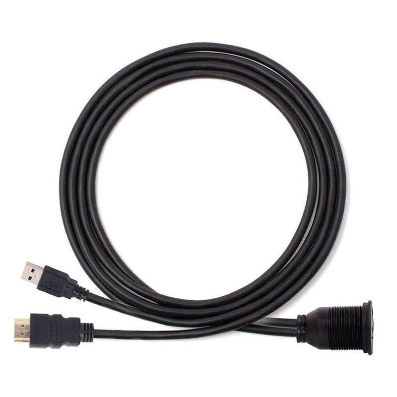 Cablecc Combo USB 3.0 & HDTV HDMI 1.4 Male to Female Extension Cable with Waterproofable Mount Shell 100cm