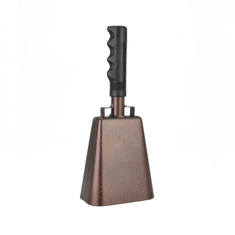 10 Inch Steel Cowbell with Handle Cheering Bell for Sports Events Large Solid School Bells & Chimes Percussion Musical Instruments Call Bell Alarm(Copper)