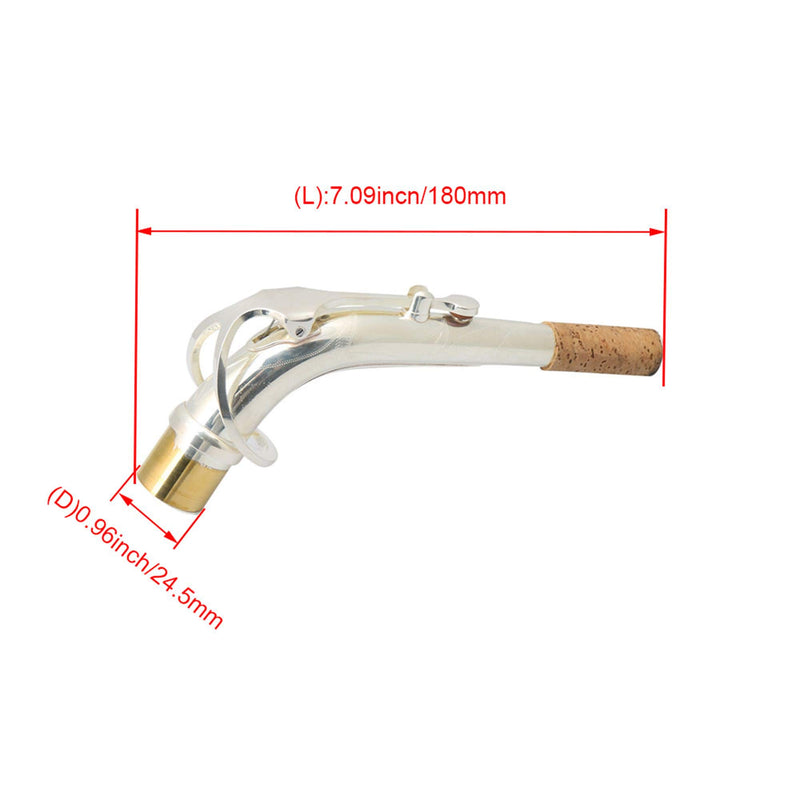 BQLZR 24.5mm Dia Joint Silver-Plate Brass E-flat Alto Saxophone Elbow Bend Neck for E-flat Alto Saxophone Woodwind Accessories