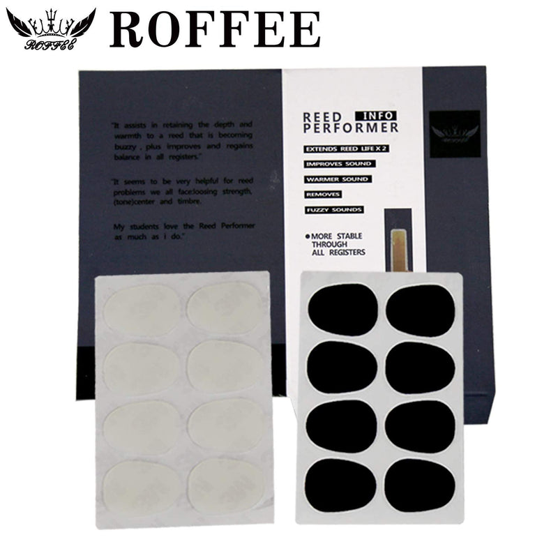 ROFFEE Alto/Tenor Saxophone Mouthpiece Cushions Patches Pads,2 Packs 0.3mm(8 PCS black&8 PCS White)… 0.3mm black & white (16 pcs)