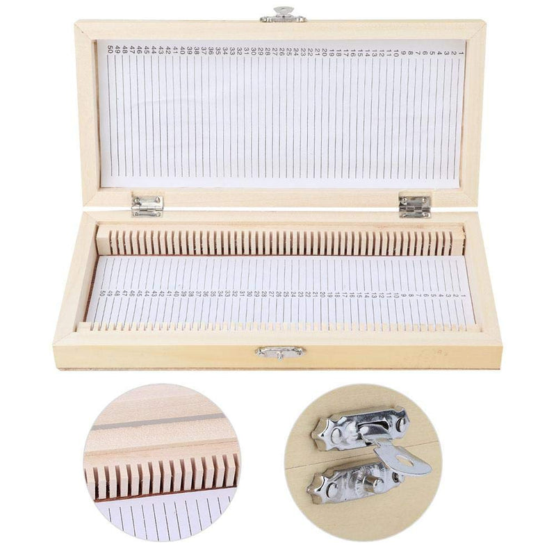 Biology Glass Prepared Microscope Slides Specimens Wooden Slide Storage Box Case 50PCS
