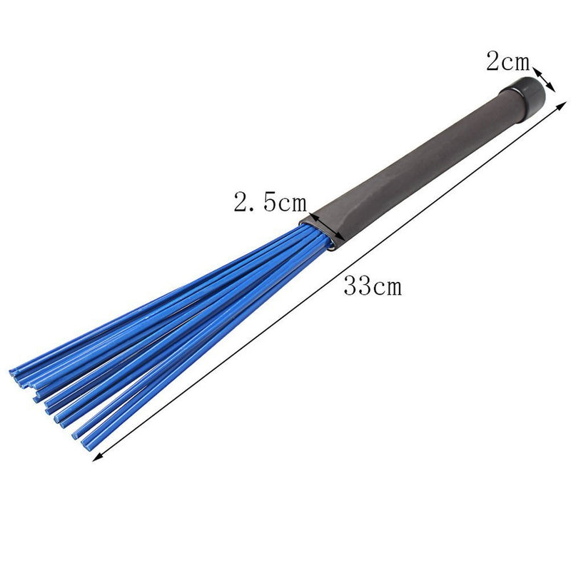 Timiy (1Pair) 13Inch Retractable Nylon Drum Brushes For Jazz Rock (Blue+Black)