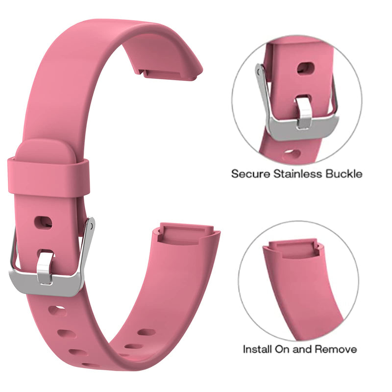 Mixblu Silicone Bands Compatible with Fitbit Luxe, Soft Sports Bands Waterproof Breathable Replacement Wristband Strap Accessories for Luxe Smartwatch (Pink, Small)