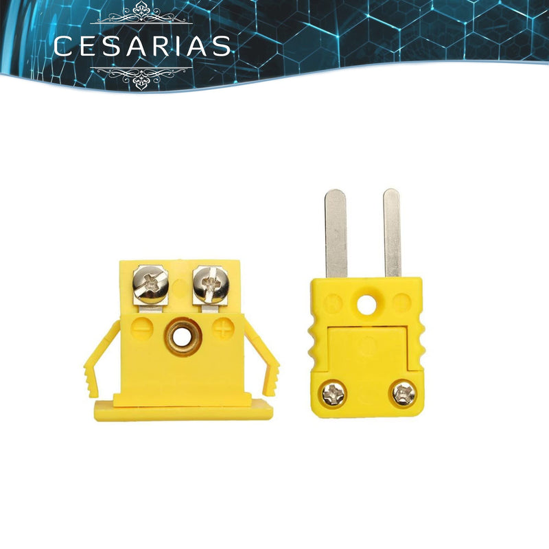 CESARIAS K-Type Panel Mount Thermocouple Mini Plug Connector, Male and Female, Yellow… Pack of 1