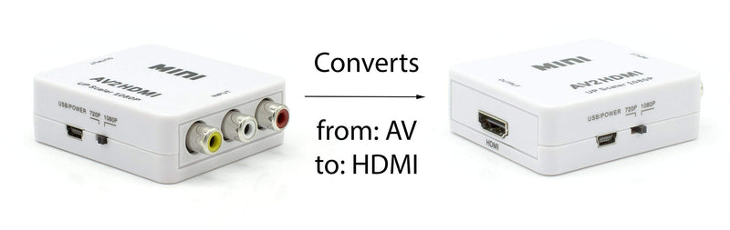 THE CIMPLE CO RCA to HDMI Converter (Analog to Digital Converter) - Converts from RCA/Composite/Red-White-Yellow - Does not Work in Reverse - UP CONVERTS - Black Kit
