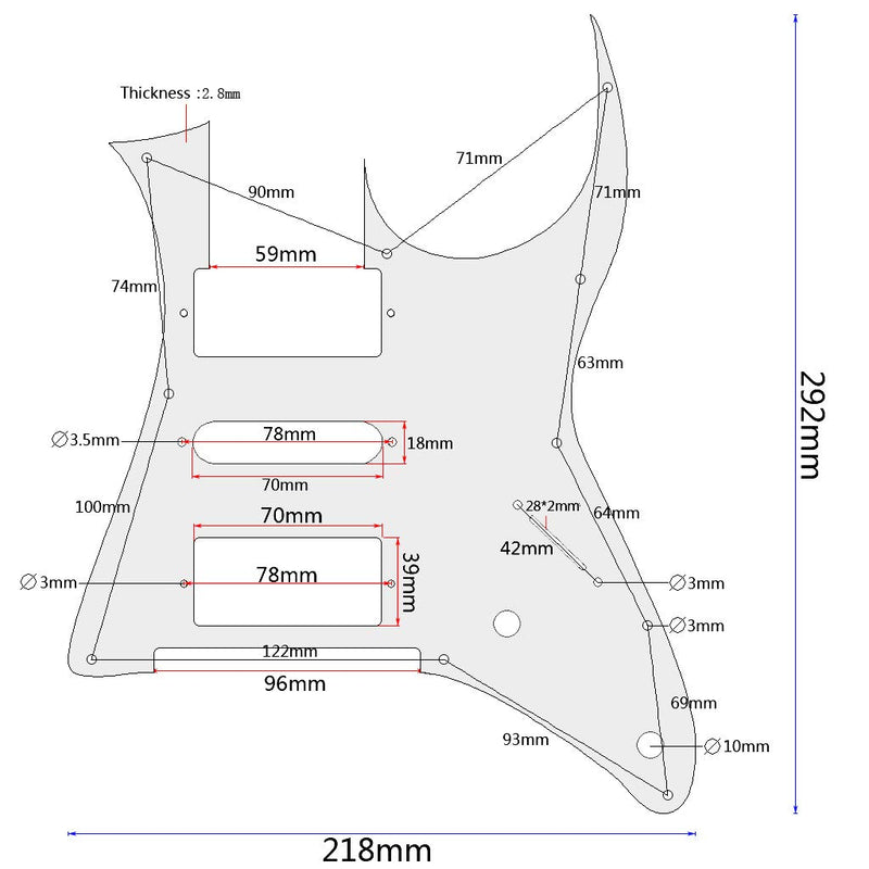 Alnicov Pickguard HSH with Back Cover and Trussrod Cover Mirror for Ibanez RG350 EXZ MDX EX Guitar