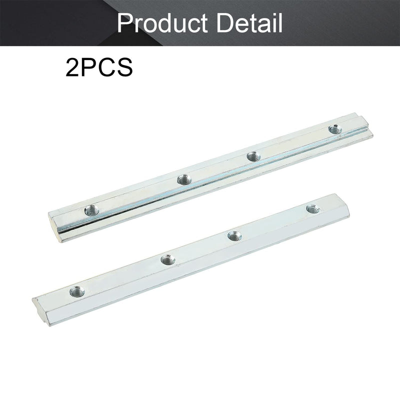 MroMax 40 Series Linear Connector 7.09" x 0.79" x 0.39" (L x W x T) Carbon Steel Galvanized Silver Straight Piece Connection Part 2PCS