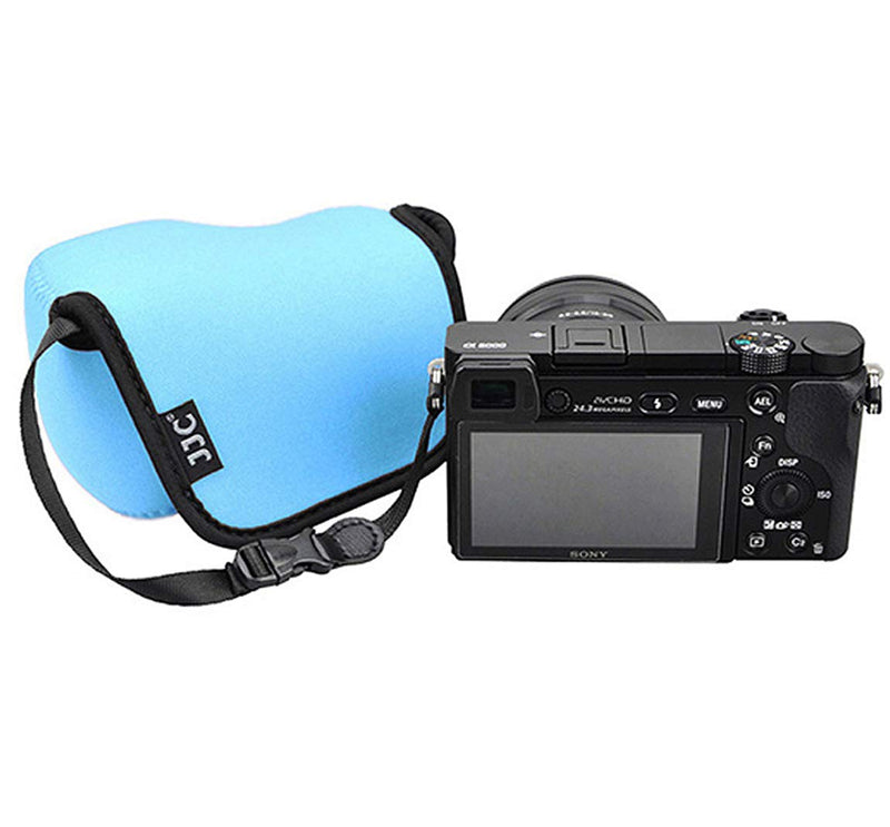 JJC Sky Blue Water Resistant Ultra Light Neoprene Camera Case Pouch Bag, Compatible: Sony a6600 a6500 a6400 a6300 a6100 a6000 a5100 +16-50mm Pancake Lens & Panasonic LX100 LX100 II Sigma FP