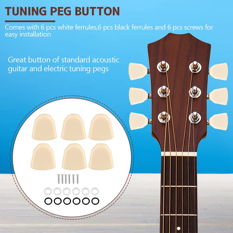 [AUSTRALIA] - Tuning Peg Button, 6 PCS/Set Tuning Pegs Machine Heads Acrylic Buttons for Acoustic Electric Guitar(Beige) Beige 