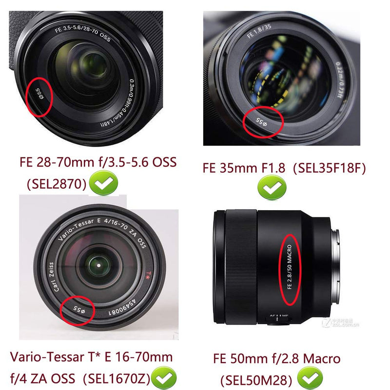 Hood & Lens Cap Compatible for D3400 D3500 D5600 w/Nikkor AF-P 18-55mm, a7riv a7iii w/FE 28-70mm (1 Hood+1 Cap)
