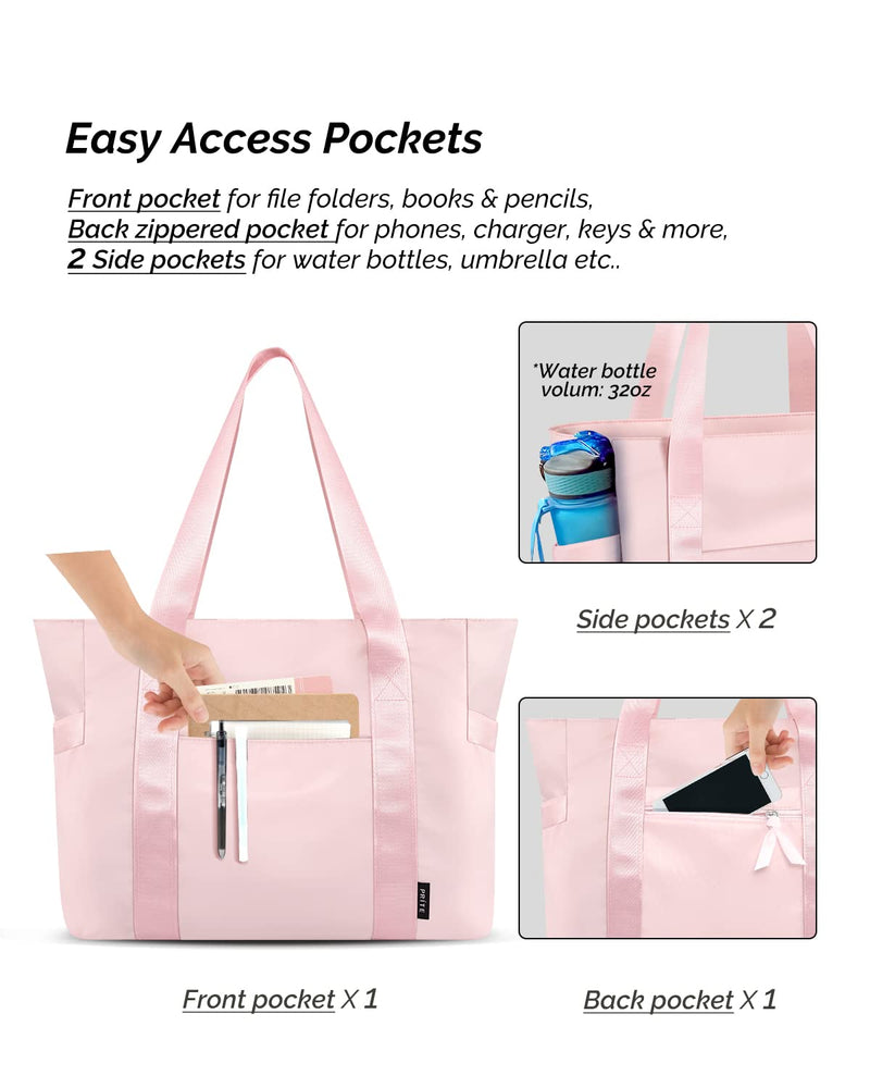 [AUSTRALIA] - Prite Tote Bag for Women Weekender Bag with Laptop Compartment for Work Nurse School Travel Gym Pink 