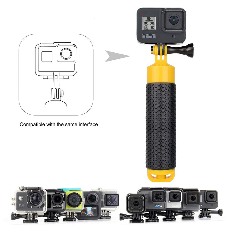 GEPULY Waterproof Floating Hand Grip Compatible with GoPro Hero 10, 9, 8, 7, 6, 5, 4, 3, 2, 1, Session, Fusion, Max, Handler and Handle Mount Accessories for All Action Camera Water Sports