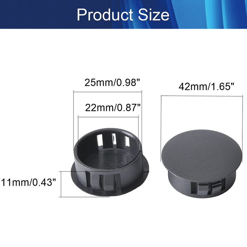 Jutagoss SKT-25 Hole Plugs 24.7mm x 11.4mm Nylon Round Snap Panel Locking Hole Plugs Cover Cable Snap Bushing Black 100 Pcs Black 100pcs