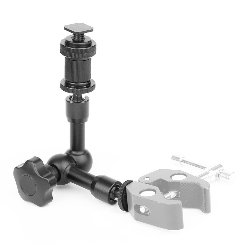 ChromLives 7'' Magic Arm, Articulating Magic Friction Arm Adjustable with Hot Shoe Mount 1/4'' Tripod Screw Compatible with DSLR Camera Rig/LCD/DV Monitor/LED Lights/Flash Light/Microphone