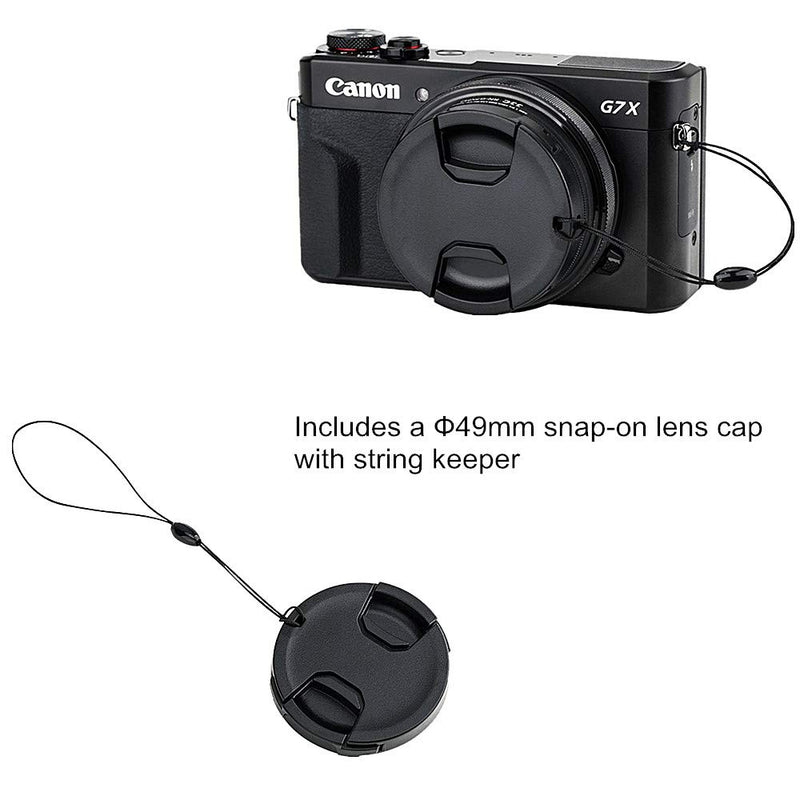 JJC Dedicated Metal 49mm Thread Filter Adapter Lens Adapter for Canon PowerShot G7X III II G5X Installing UV CPL ND Filter, Includes 49mm Snap-On Lens Cap & Cap Keeper String