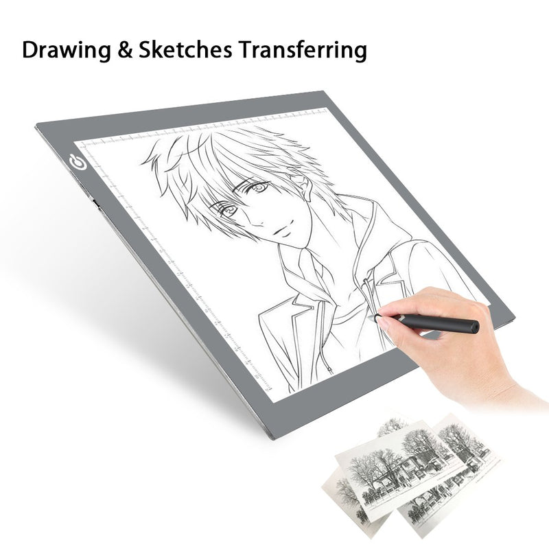 LITENERGY Portable A4 Tracing LED Copy Board Light Box, Silver Ultra-Thin Adjustable USB Power Artcraft LED Trace Light Pad for Tattoo Drawing, Streaming, Sketching, Animation, Stenciling