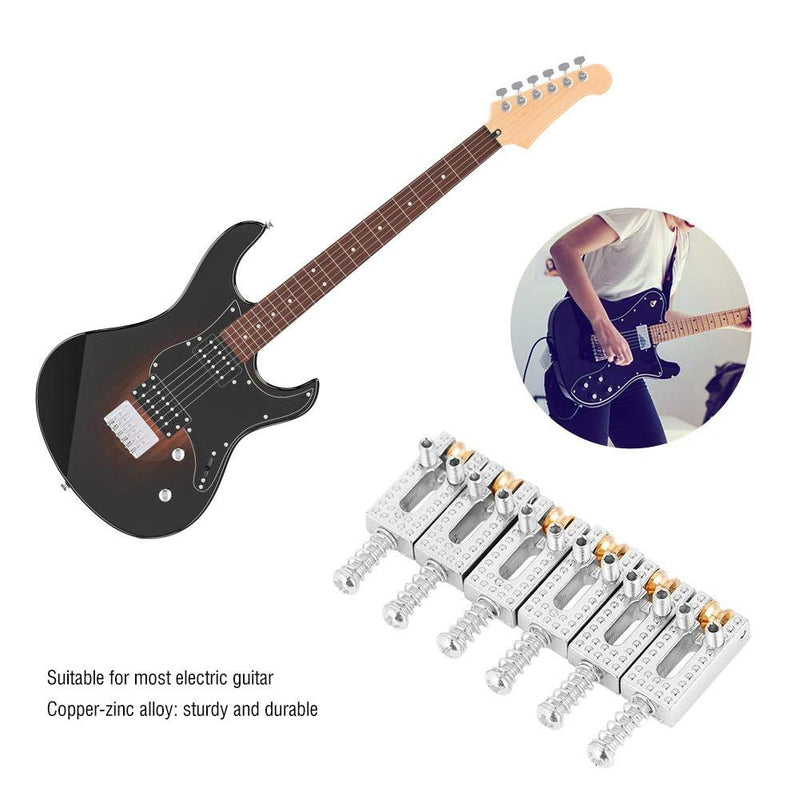 Dilwe Saddle for Electric Guitar, 6 Roller Bridge Saddles for Fender Strat Tele Electric Guitar 4 colors(Silver)