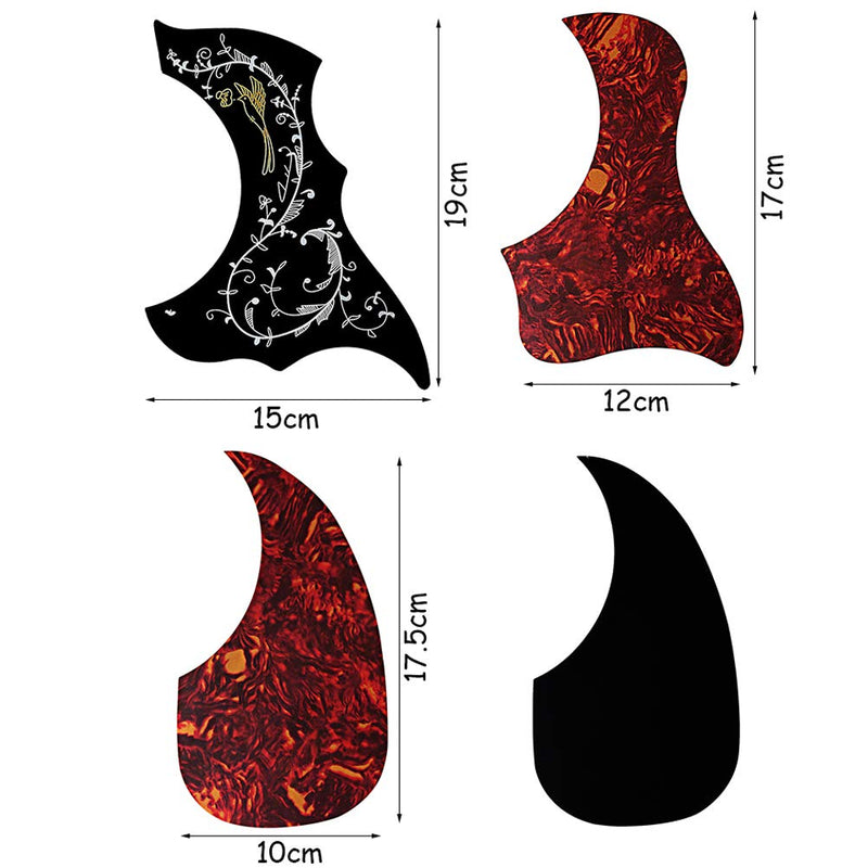 Fashion Road 4Pcs Acoustic Guitar Pickguard, Anti-Scratch Guard Plate Pick Guards, Droplets Bird Pattern Self Adhesive Guard Plate