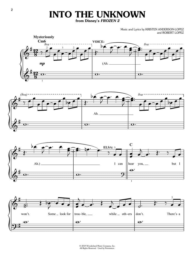 Into the Unknown (from Frozen II) - Easy Piano Sheet Music